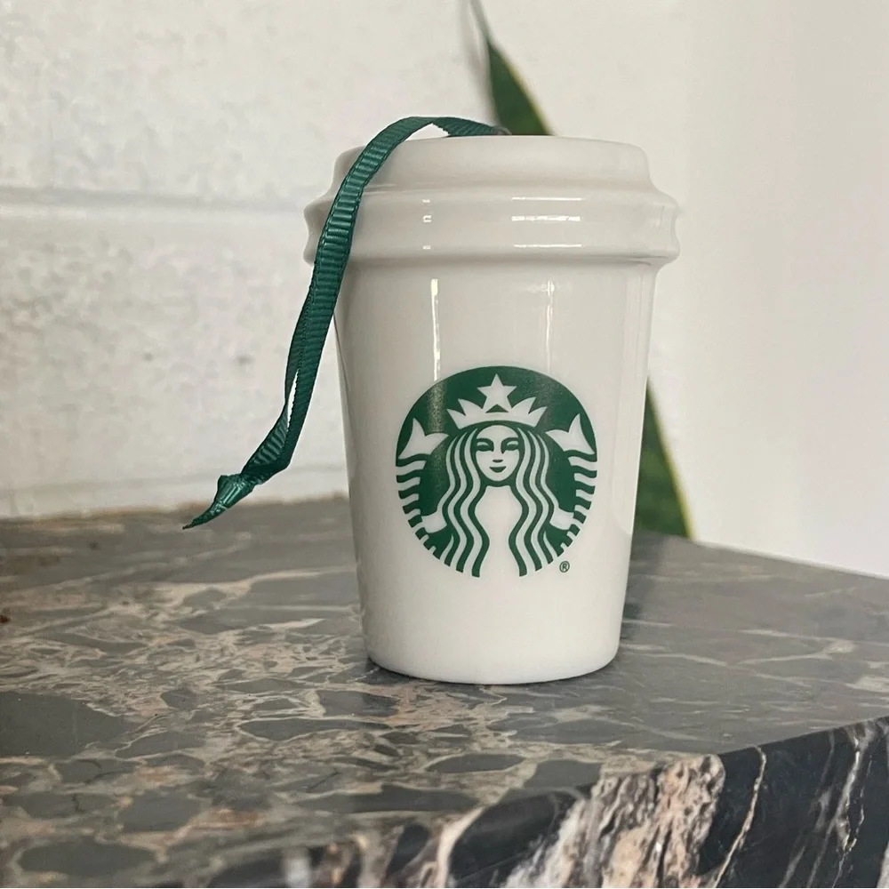 $8 SALE Starbucks 2015 Holiday Ceramic Cup Ornament Large Green Mermaid Logo